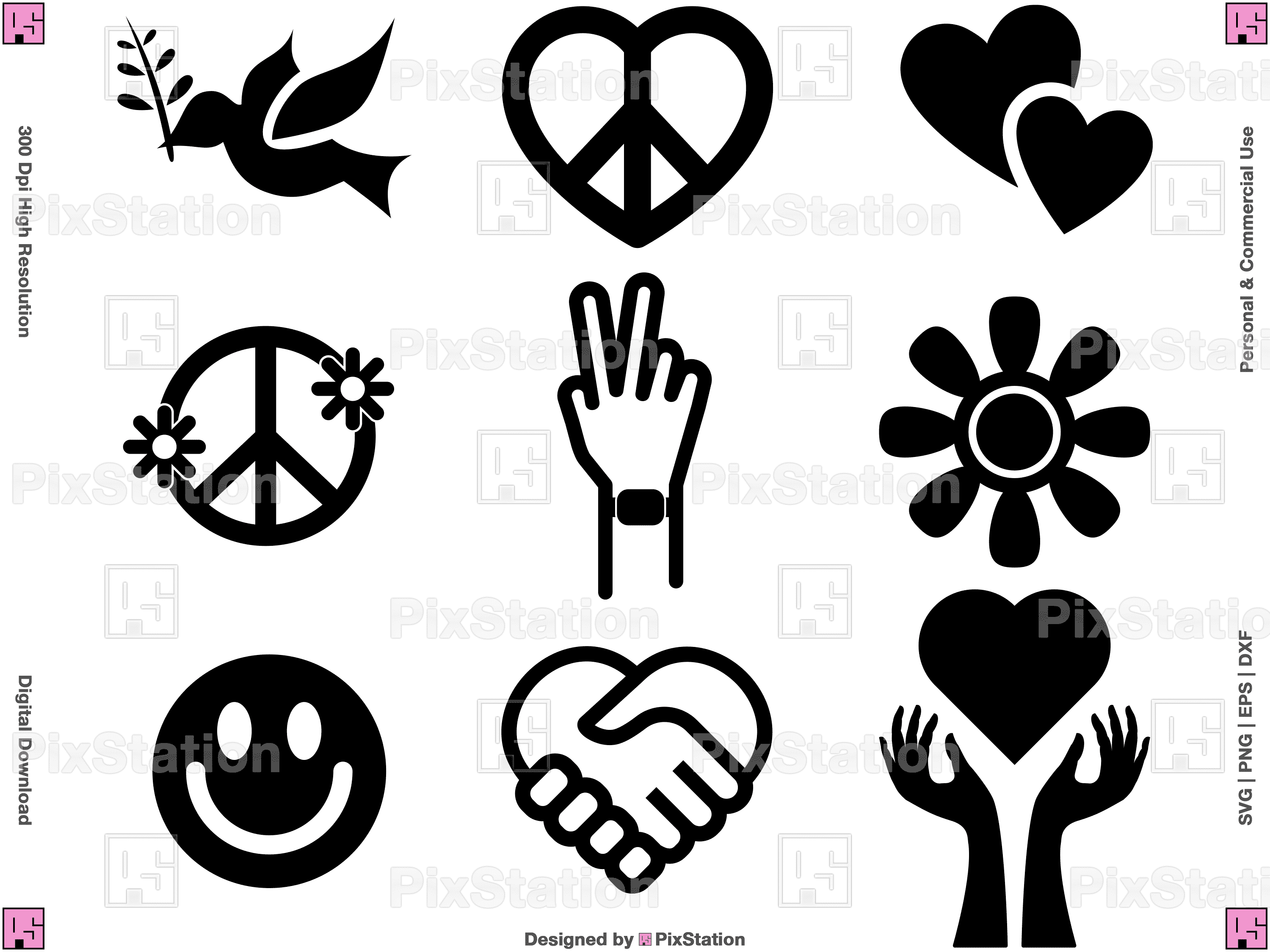 Peace and Love - Instant Digital Download - svg, png, dxf, and eps files  included! Peace Hand, Peace Sign, Signal, Heart