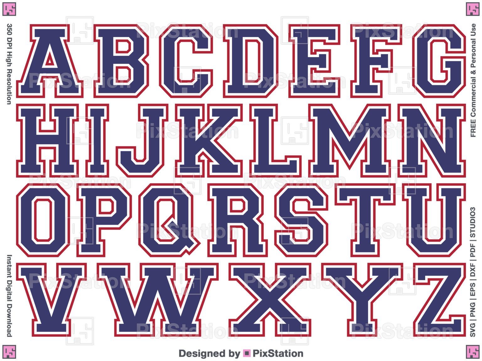 Three Layers Varsity Alphabet Svg – PixStation